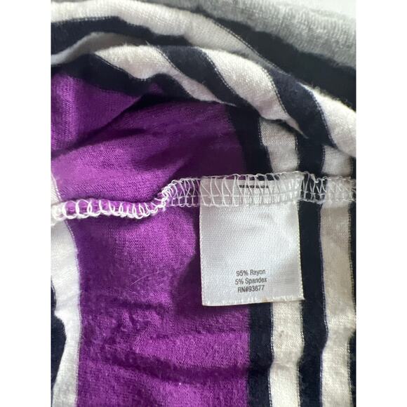 a.n.a. Maxi Purple Black Gray White Striped Sleeveless Slit Sides Dress Woman 1X - Picture 9 of 10